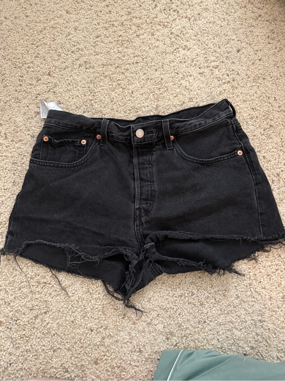 Levi's Black Frayed Hem Denim Shorts